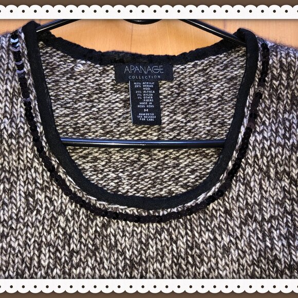 Apanage Collection Women Dark Gray/Light Gray  Blended Merino Knitted Vest Sz M - Picture 3 of 9